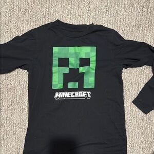 AB Studio Black and Green Long Sleeve Tee with Pixelated Creeper